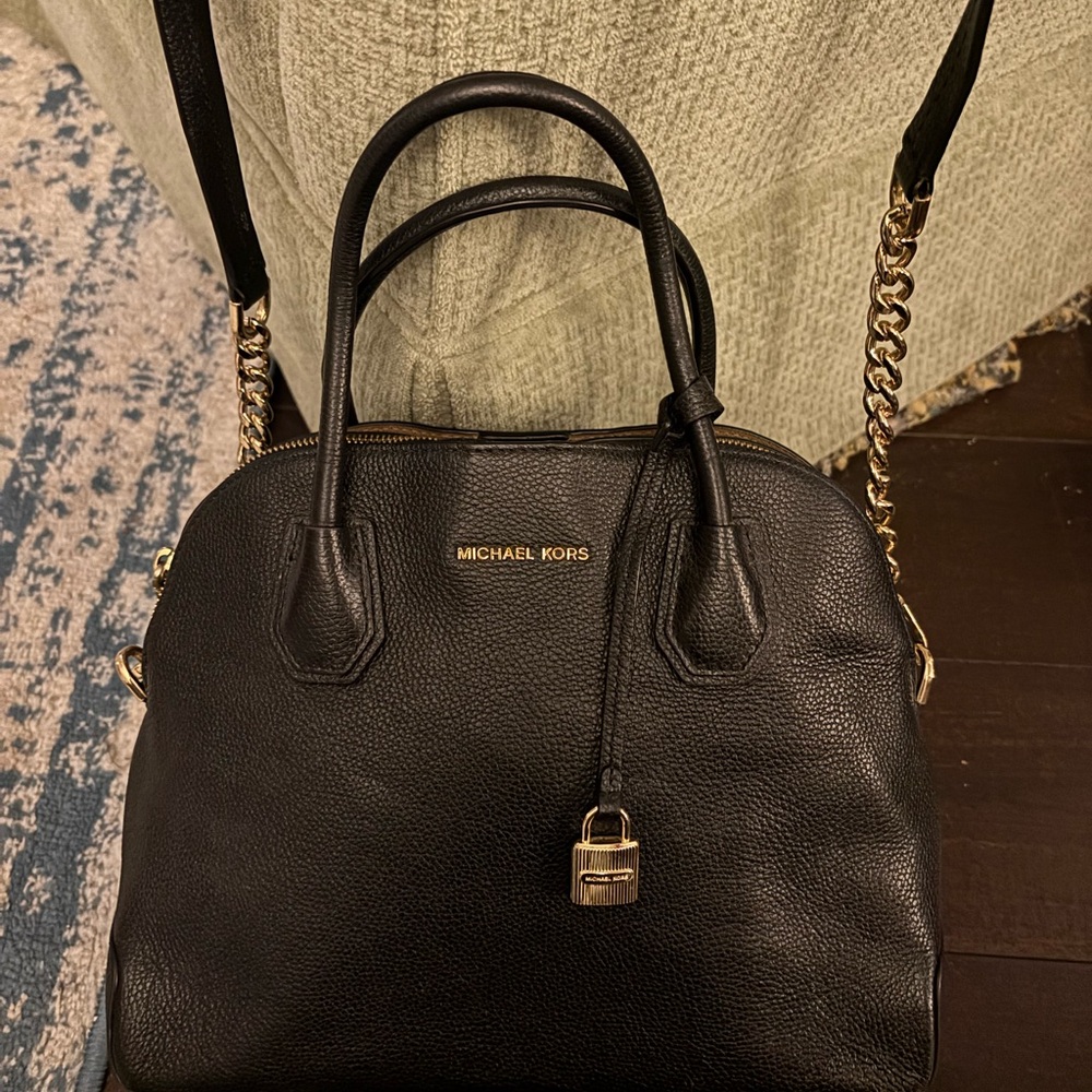 Michael Kors Black Crossbody with Gold Accents